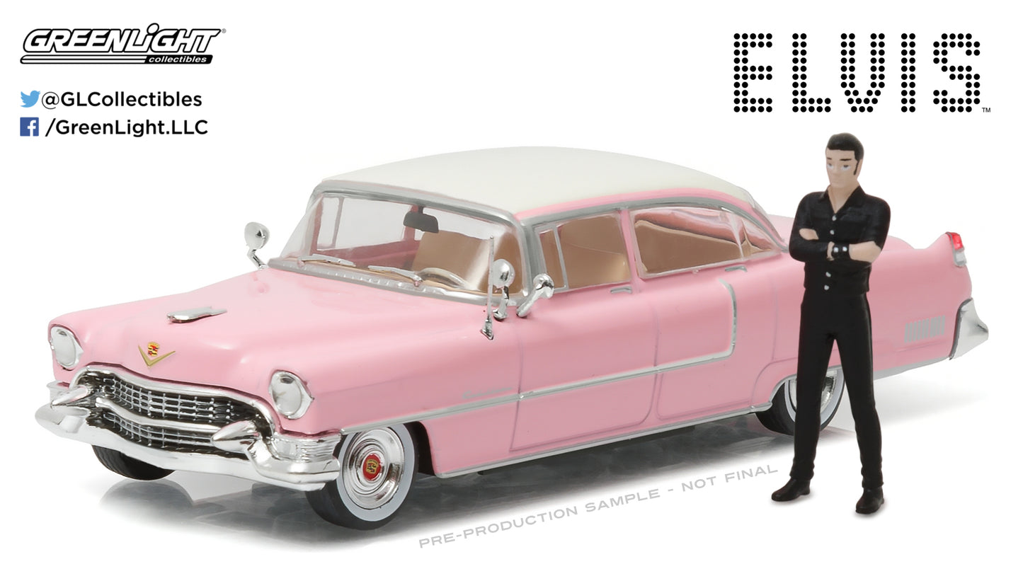 GreenLight 1:43 Hollywood - Elvis Presley (1935-77) - 1955 Cadillac Fleetwood Series 60 Pink Cadillac with Elvis Presley Figure 86436
