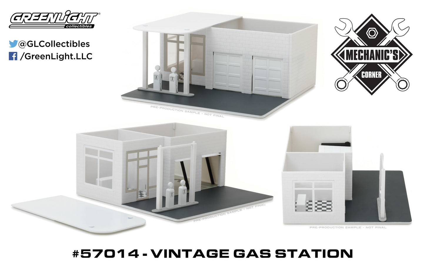 GreenLight 1:64 Mechanic's Corner - Vintage Gas Station - Plain White 57014