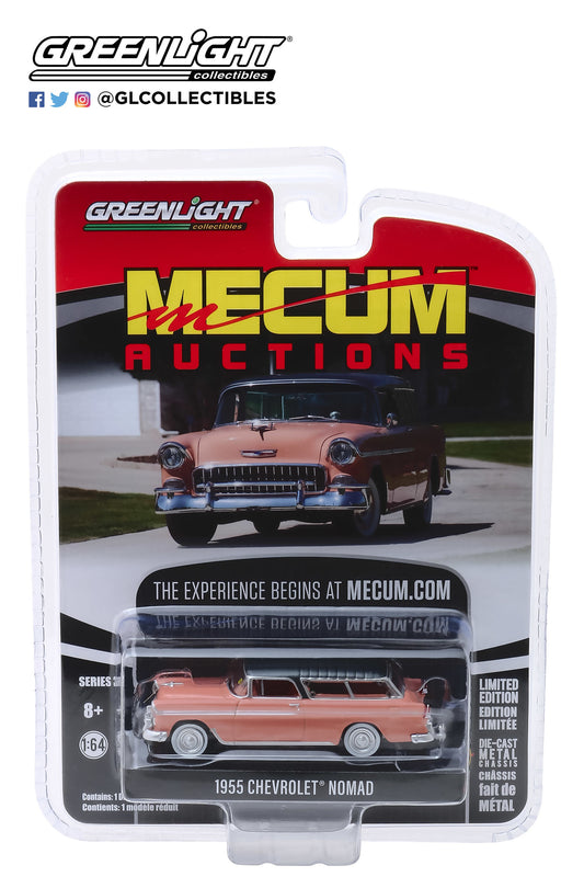 GreenLight 1/64 Mecum Auctions Collector Cars Series 3 - 1955 Chevrolet Nomad - Shadow Gray and Coral (Las Vegas 2018) 37170-A