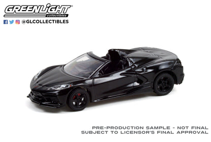 GreenLight 1:64 Barrett-Jackson Scottsdale Edition Series 8 - 2020 Chevrolet Corvette C8 Convertible (Lot #3003) - Black with Adrenaline Red Interior 37240-D
