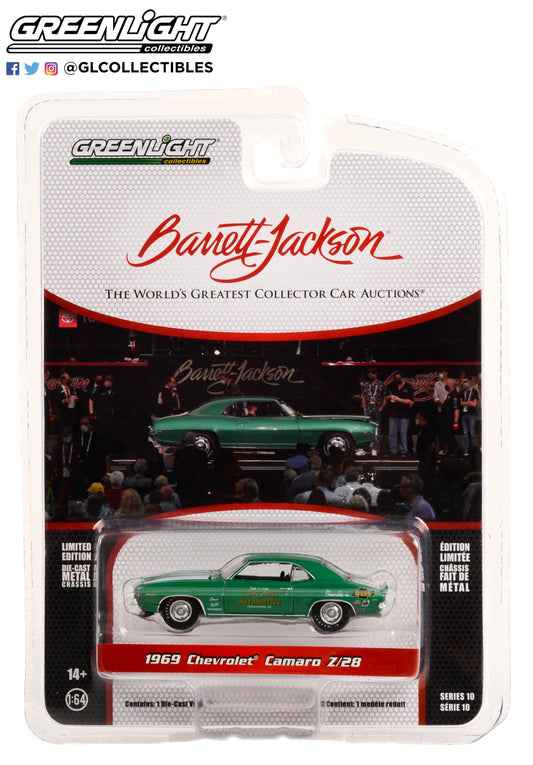 GreenLight 1:64 Barrett-Jackson ‘Scottsdale Edition’ Series 10 - 1969 Chevrolet Camaro Z/28 (Lot #1309.1) - Rally Green with White Stripes - Tony Pizzi Automotive, Philadelphia, Pennsylvania 37260-D
