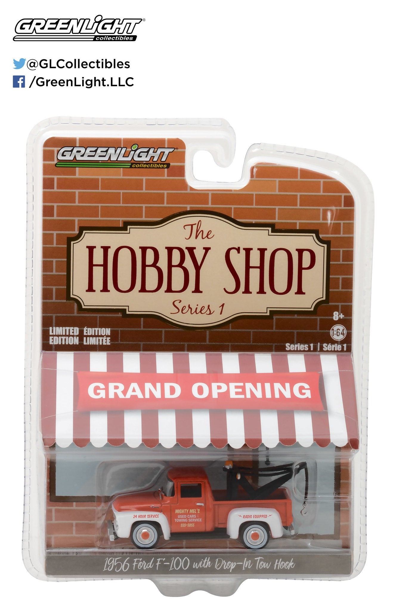 GreenLight 1:64 The Hobby Shop Series 1 - 1956 Ford F-100 with Drop-in Tow Hook 97010-A