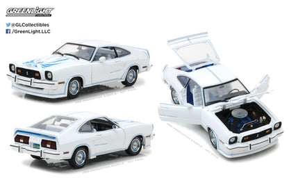 GreenLight 1:18 1978 Ford Mustang II King Cobra - White and Blue 13508