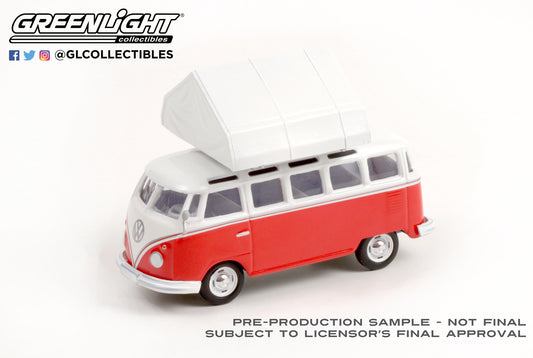 GreenLight 1:64 The Great Outdoors Series 1 - 1964 Volkswagen Samba Bus with Camp otel Cartop Sleeper Tent 38010-A