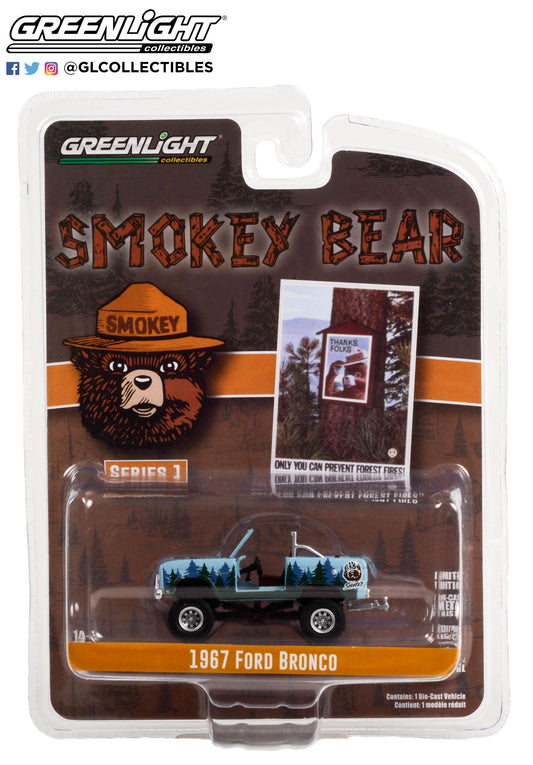 GreenLight 1:64 Smokey Bear Series 1 - 1967 Ford Bronco (Doors Removed) “Only You Can Prevent Forest Fires” 38020-C