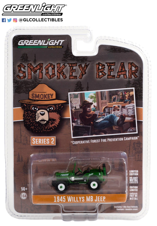 GreenLight 1:64 Smokey Bear Series 2 - 1945 Willys MB Jeep “Cooperative Forest Fire Prevention Campaign” 38040-A
