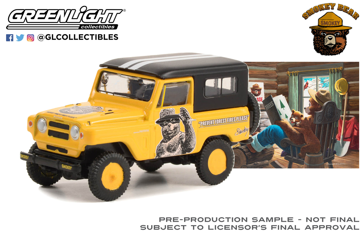 GreenLight 1:64 Smokey Bear Series 2 - 1965 Nissan Patrol “Prevent Forest Fires Please” 38040-B