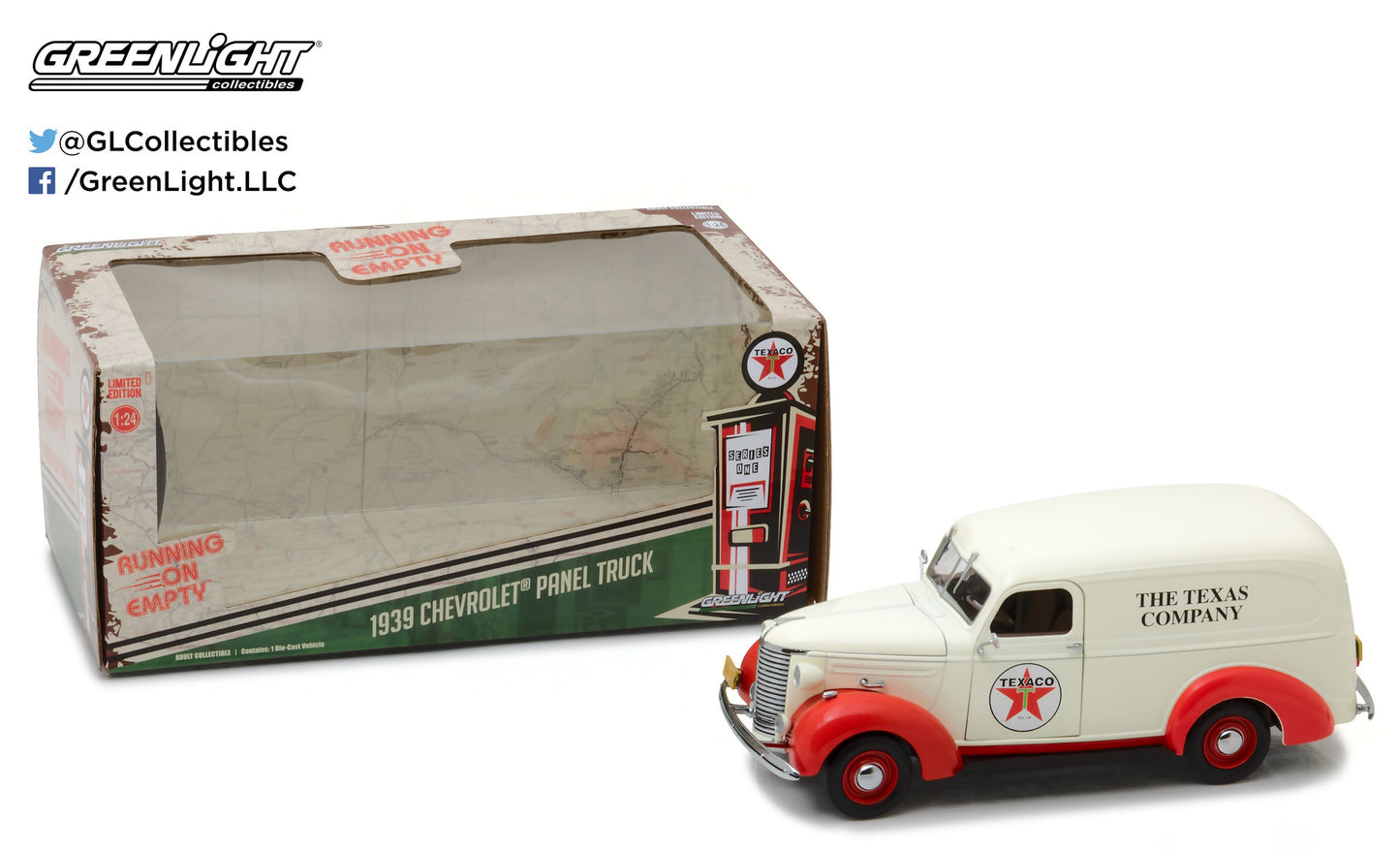 GreenLight 1:24 Running on Empty - 1939 Chevrolet Panel Truck - Texaco 18238