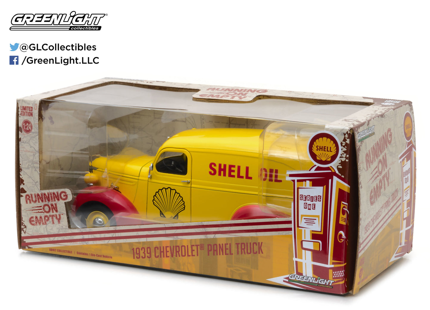 GreenLight 1:24 Running on Empty - 1939 Chevrolet Panel Truck - Shell Oil 18237