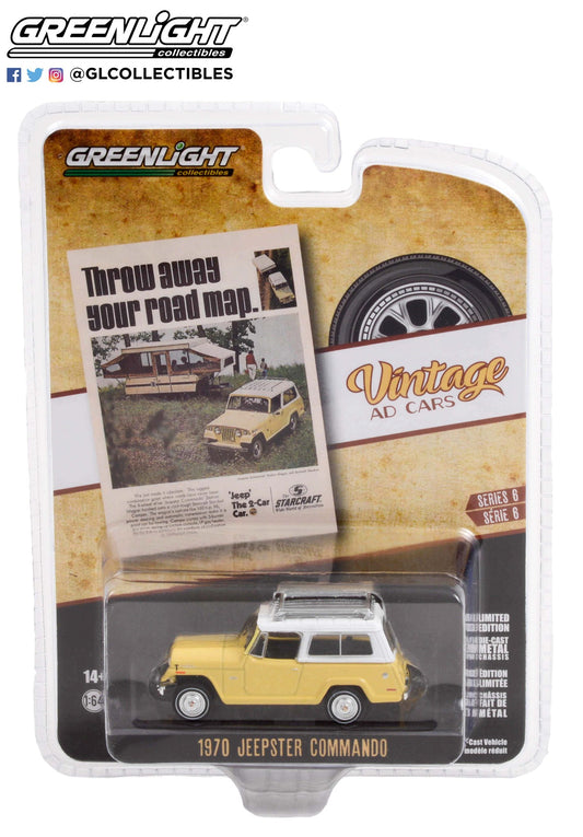 GreenLight 1:64 Vintage Ad Cars Series 6 - 1970 Jeepster Commando Throw Away Your Road Map 39090-D