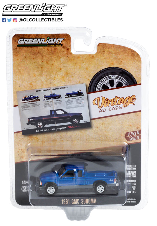 GreenLight 1:64 Vintage Ad Cars Series 8 - 1991 GMC Sonoma “It’s Not Just A Truck Anymore” 39110-F