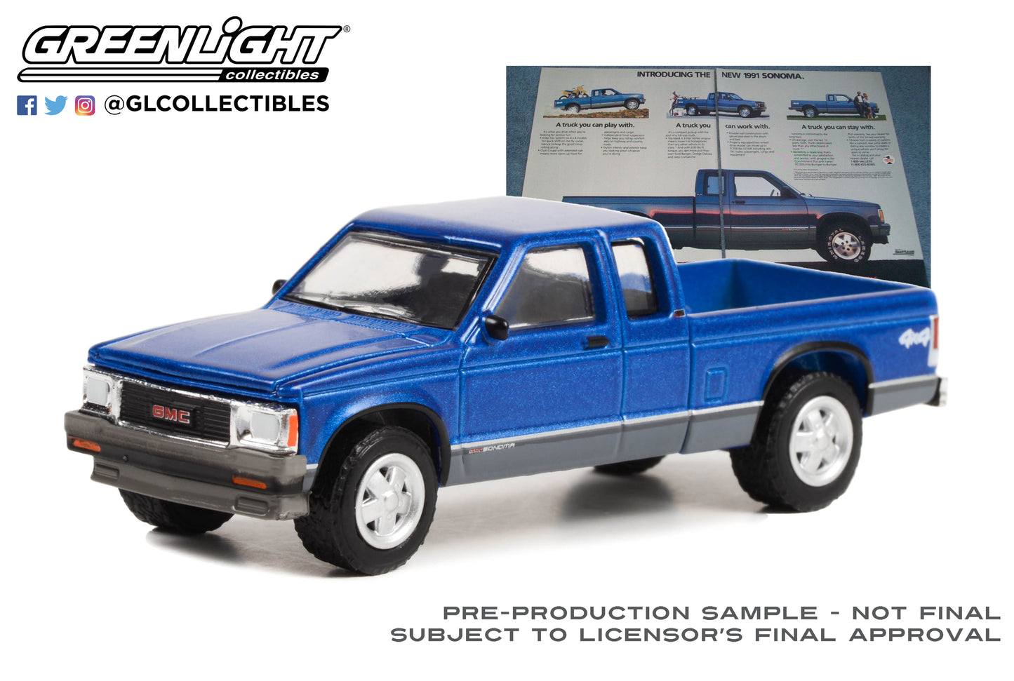 GreenLight 1:64 Vintage Ad Cars Series 8 - 1991 GMC Sonoma “It’s Not Just A Truck Anymore” 39110-F