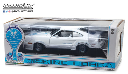 GreenLight 1:18 1978 Ford Mustang II King Cobra - White and Blue 13508