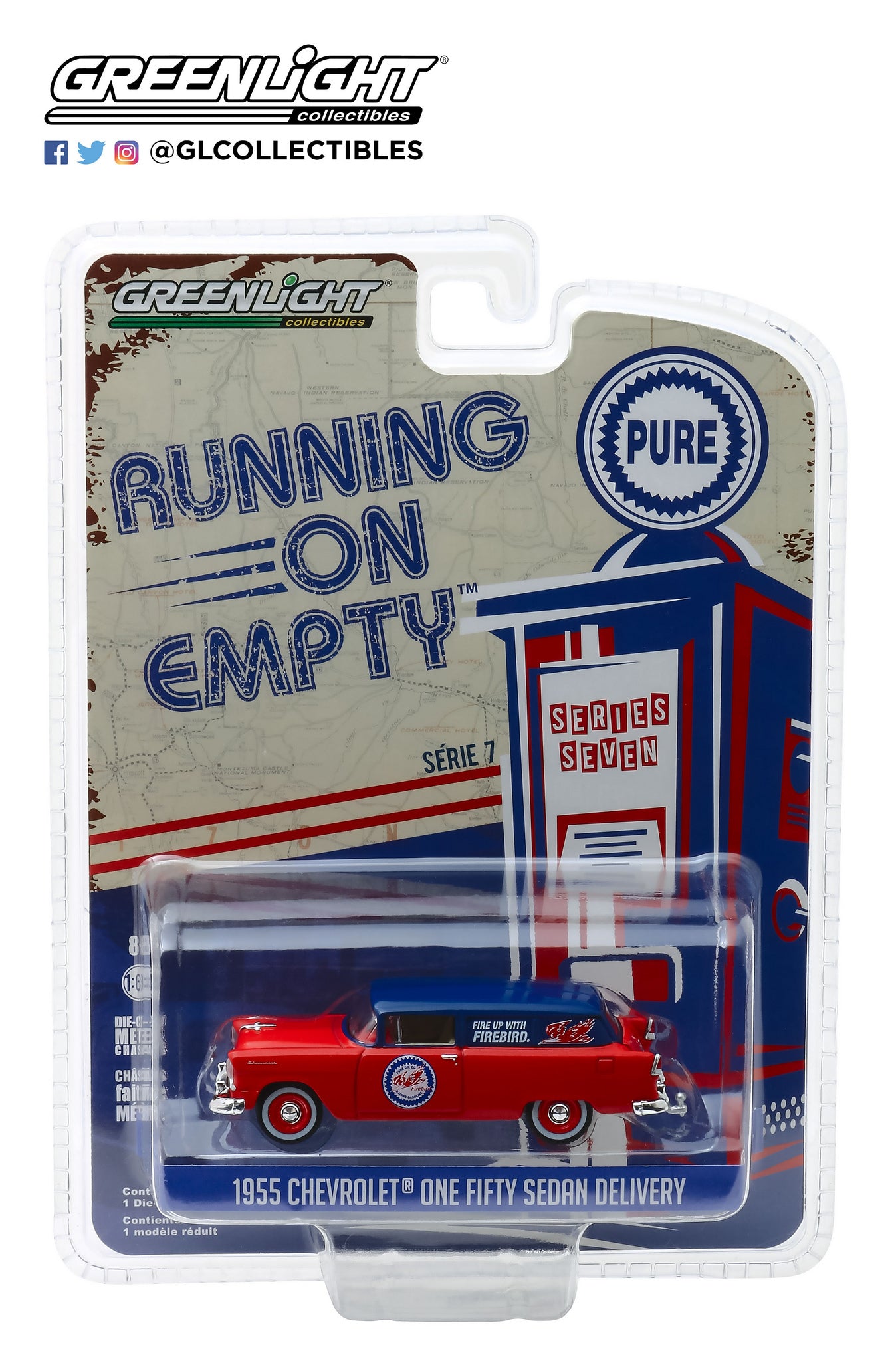 GreenLight 1/64 Running on Empty Series 7 - 1955 Chevrolet One Fifty Sedan Delivery - Pure Oil 41070-A