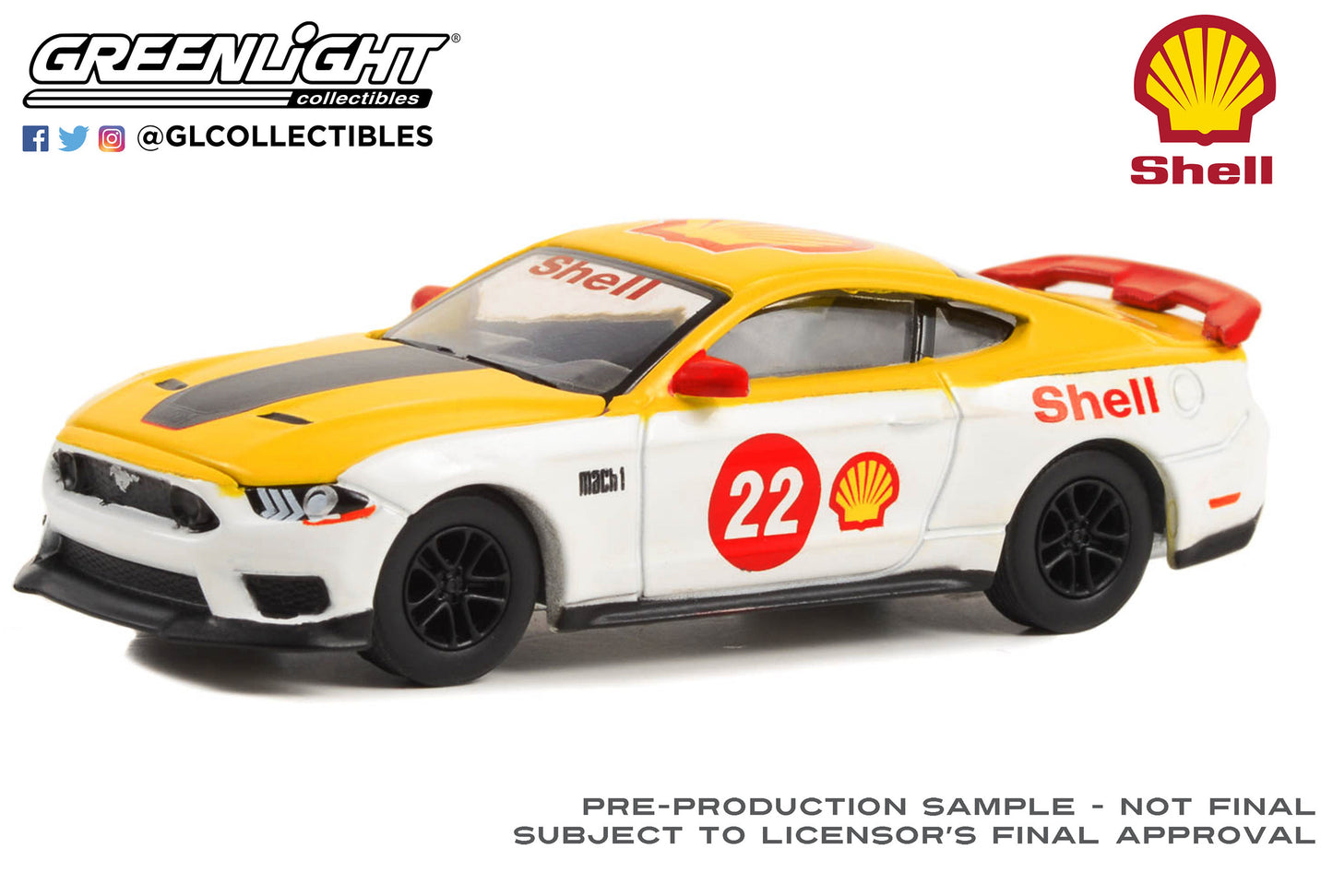 GreenLight 1:64 Shell Oil Special Edition Series 1 - 2022 Ford Mustang Mach 1 #22 Shell Racing 41125-F
