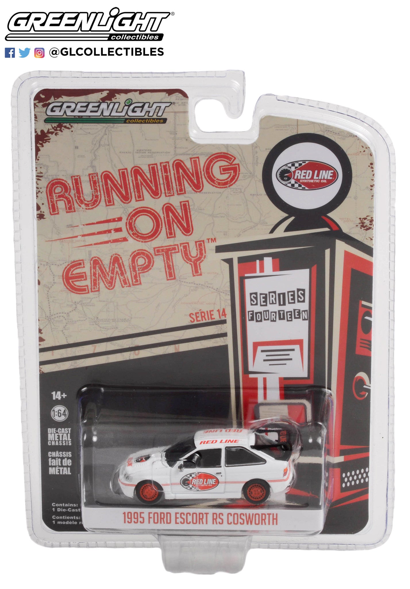 GreenLight 1:64 Running on Empty Series 14 - 1995 Ford Escort RS Cosworth - Red Line Synthetic Oil 41140-E