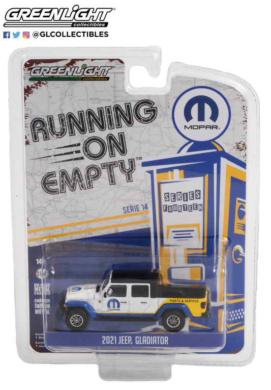 GreenLight 1:64 Running on Empty Series 14 - 2021 Jeep Gladiator - MOPAR Parts & Service 41140-F