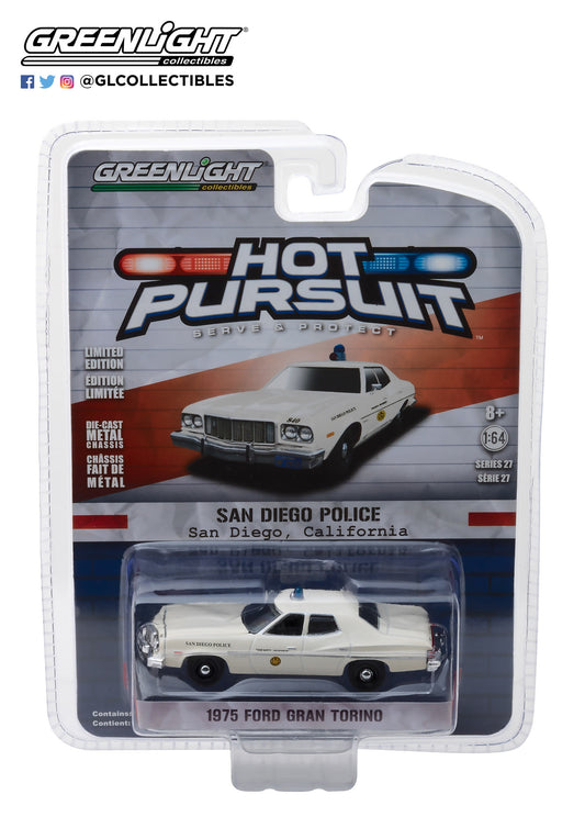 GreenLight 1:64 Hot Pursuit Series 27 - 1975 Gran Ford Torino - San Diego, California Police 42840-A