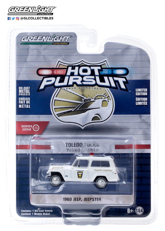 GreenLight 1:64 Hot Pursuit Series 35 - 1969 Kaiser Jeep Jeepster - City of Toledo, Ohio Police 42920-A