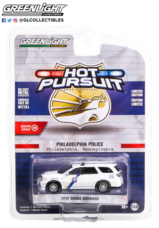 GreenLight 1:64 Hot Pursuit Series 41 - 2019 Dodge Durango - Philadelphia, Pennsylvania Police 42990-E