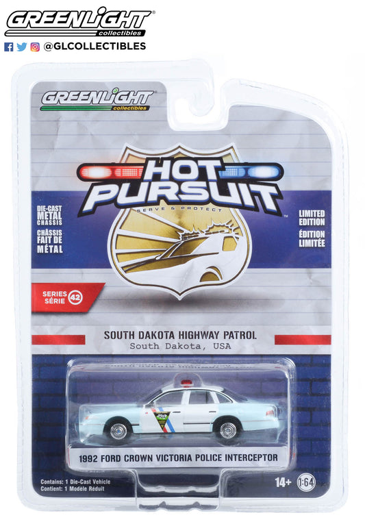GreenLight 1:64 Hot Pursuit Series 42 - 1992 Ford Crown Victoria Police Interceptor - South Dakota Highway Patrol 43000-B