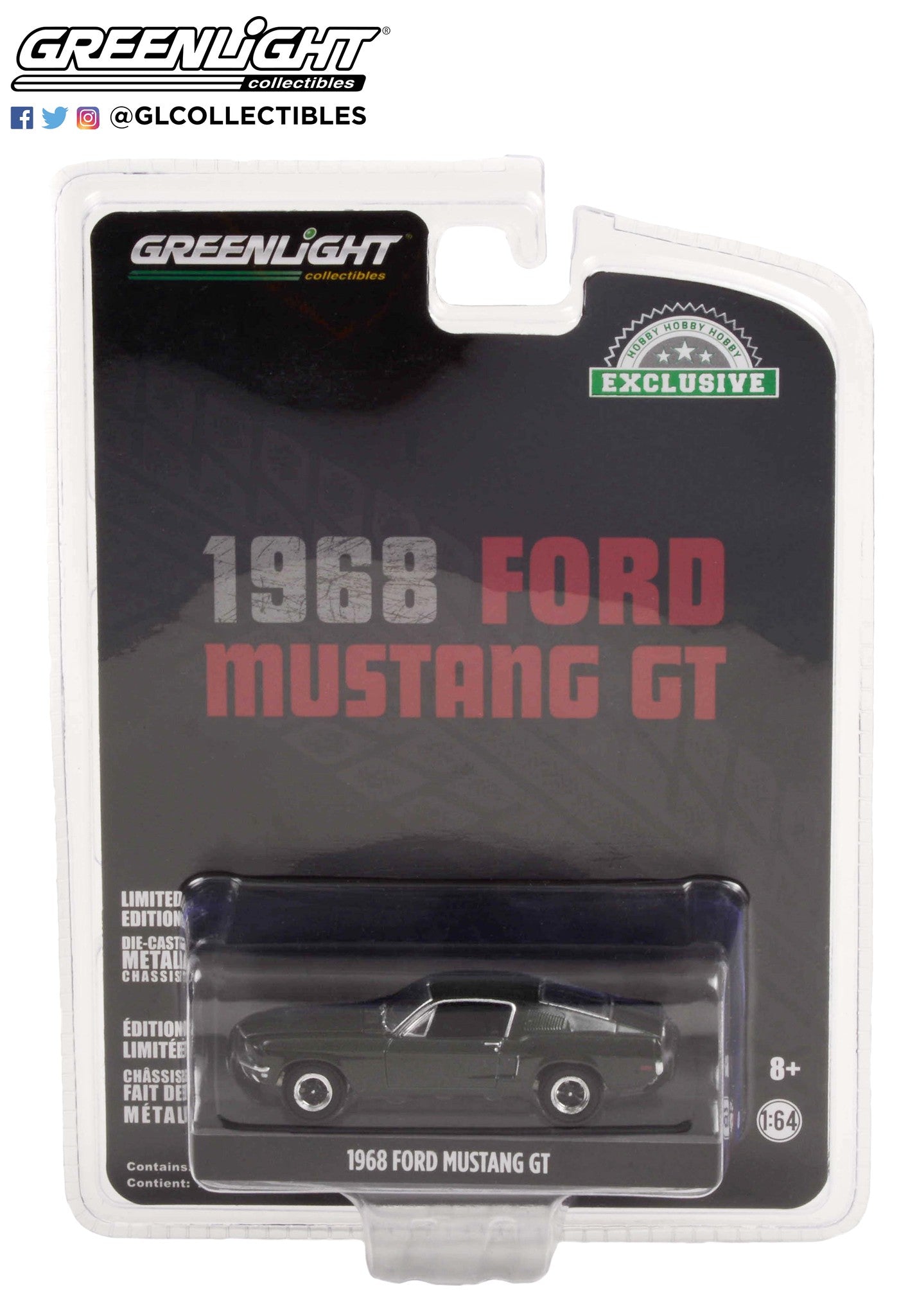 GreenLight 1:64 1968 Ford Mustang GT Fastback - Highland Green 44723