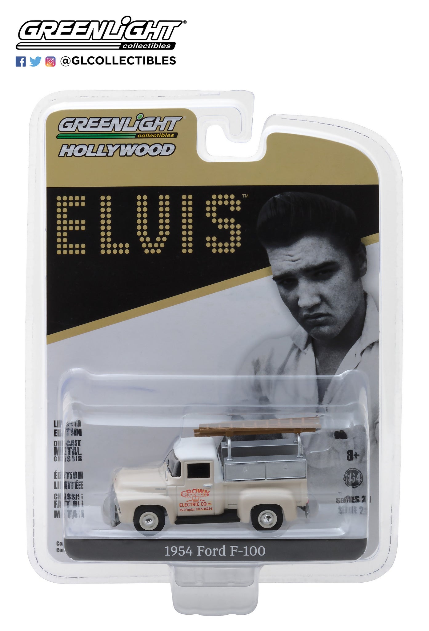 GreenLight 1:64 Hollywood Series 20 - Elvis Presley (1935-77) - 1954 Ford F-100 Truck Crown Electric Company 44800-B