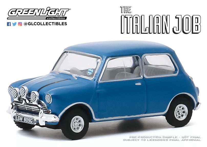 GreenLight 1:64 Hollywood Series 28 - The Italian Job (1969) - 1967 Austin Mini Cooper S 1275 MkI - Blue with Black Leather Straps 44880-A