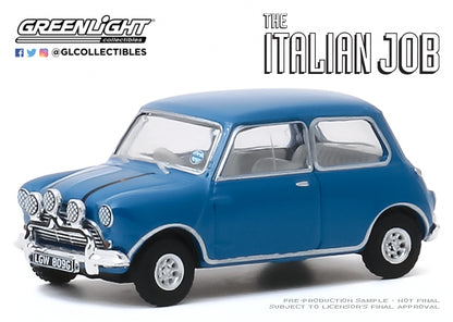 GreenLight 1:64 Hollywood Series 28 - The Italian Job (1969) - 1967 Austin Mini Cooper S 1275 MkI - Blue with Black Leather Straps 44880-A