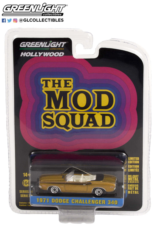 GreenLight 1:64 Hollywood Series 34 - The Mod Squad (1968-73 TV Series) - 1971 Dodge Challenger 340 Convertible - Gold 44940-A