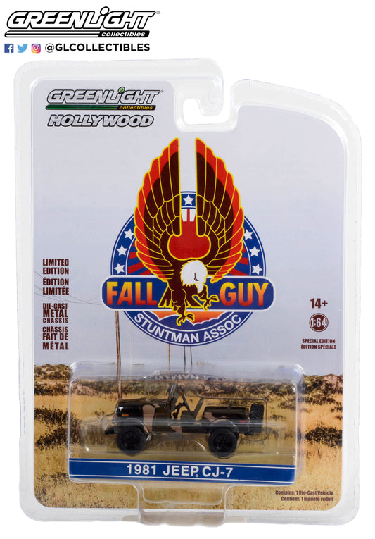 GreenLight 1:64 Hollywood Special Edition - Fall Guy Stuntman Association - 1981 Jeep CJ-7 - Camouflage Solid Pack 44965-E