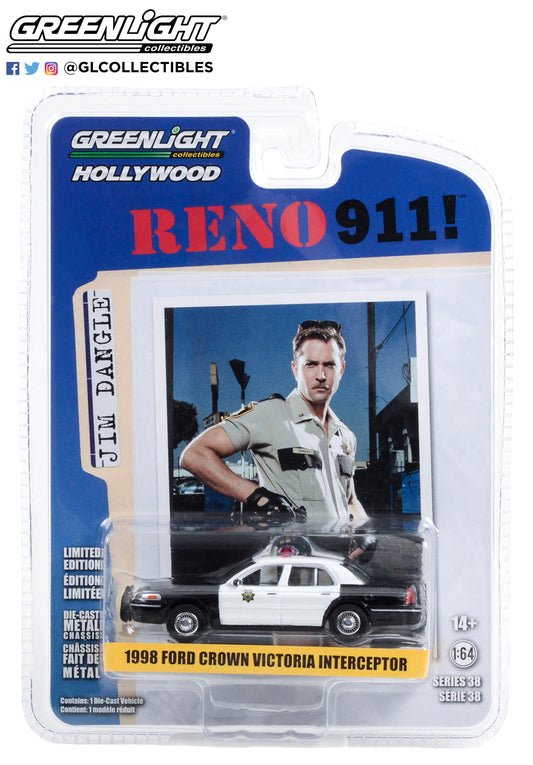 GreenLight 1:64 Hollywood Series 38 - Reno 911! (2003-09 TV Series) - Lieutenant Jim Dangle s 1998 Ford Crown Victoria Police Interceptor - Reno Sheriff s Department 44980-B