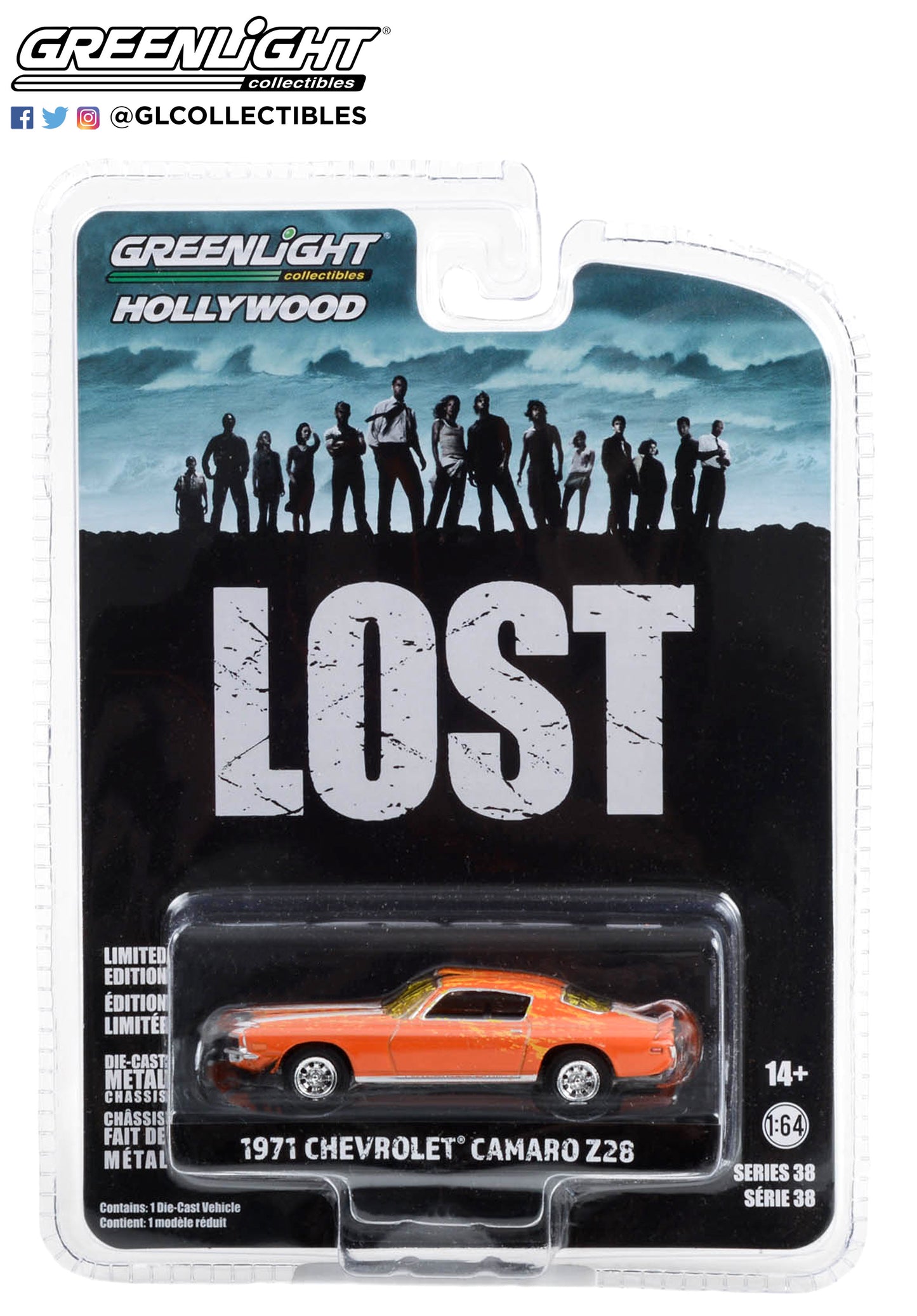 GreenLight 1:64 Hollywood Series 38 - Lost (2004-10 TV Series) - 1971 Chevrolet Camaro Z28 (Dirty Version) 44980-C