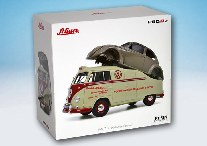 Schuco 1:18 Volkswagen T1a Midlands Centre with beetle chassis Limited 500 450016300