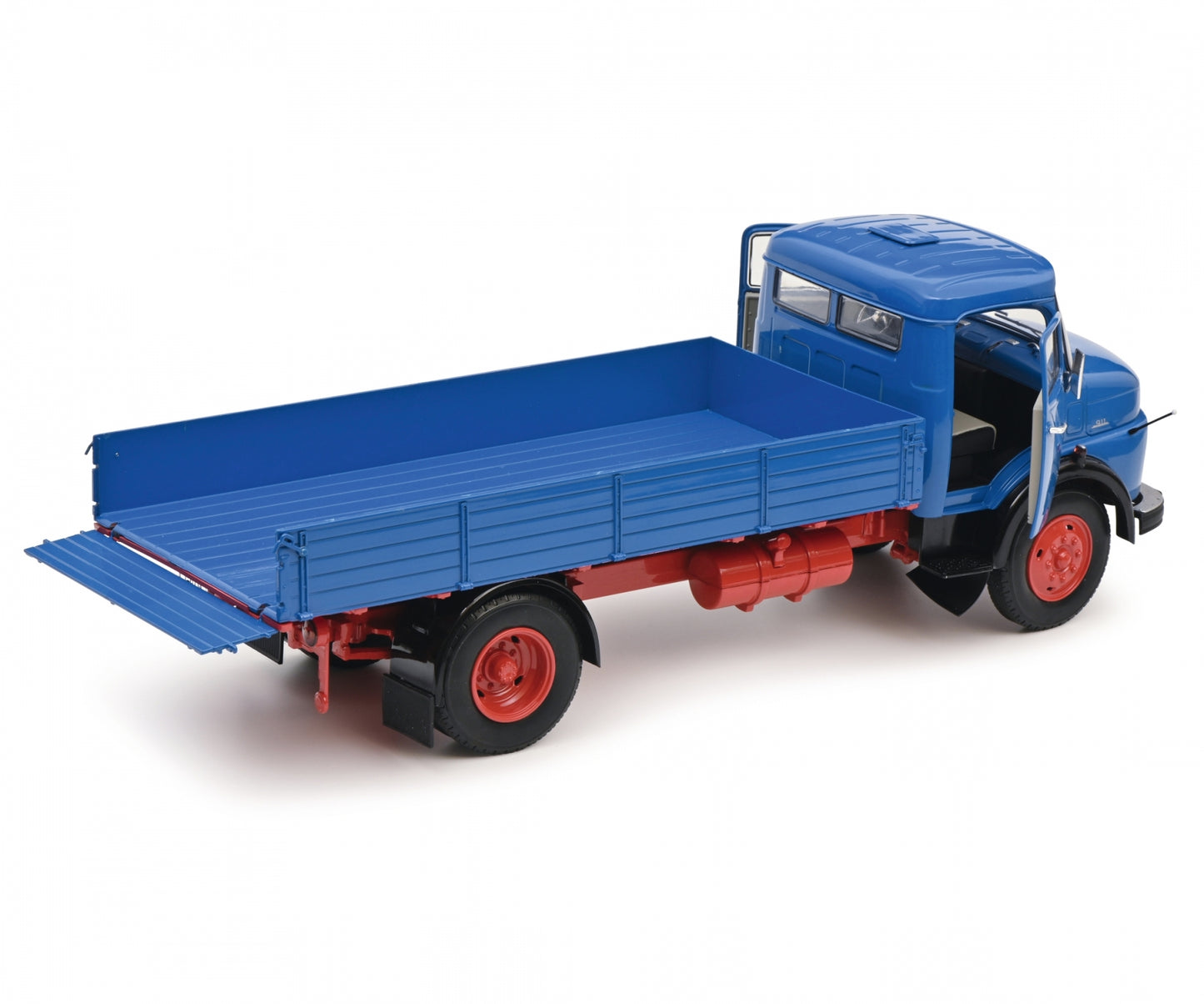 Schuco 1:18 Mercedes-Benz L911 Flatbed + Tarpaulin Truck Blue 450044800