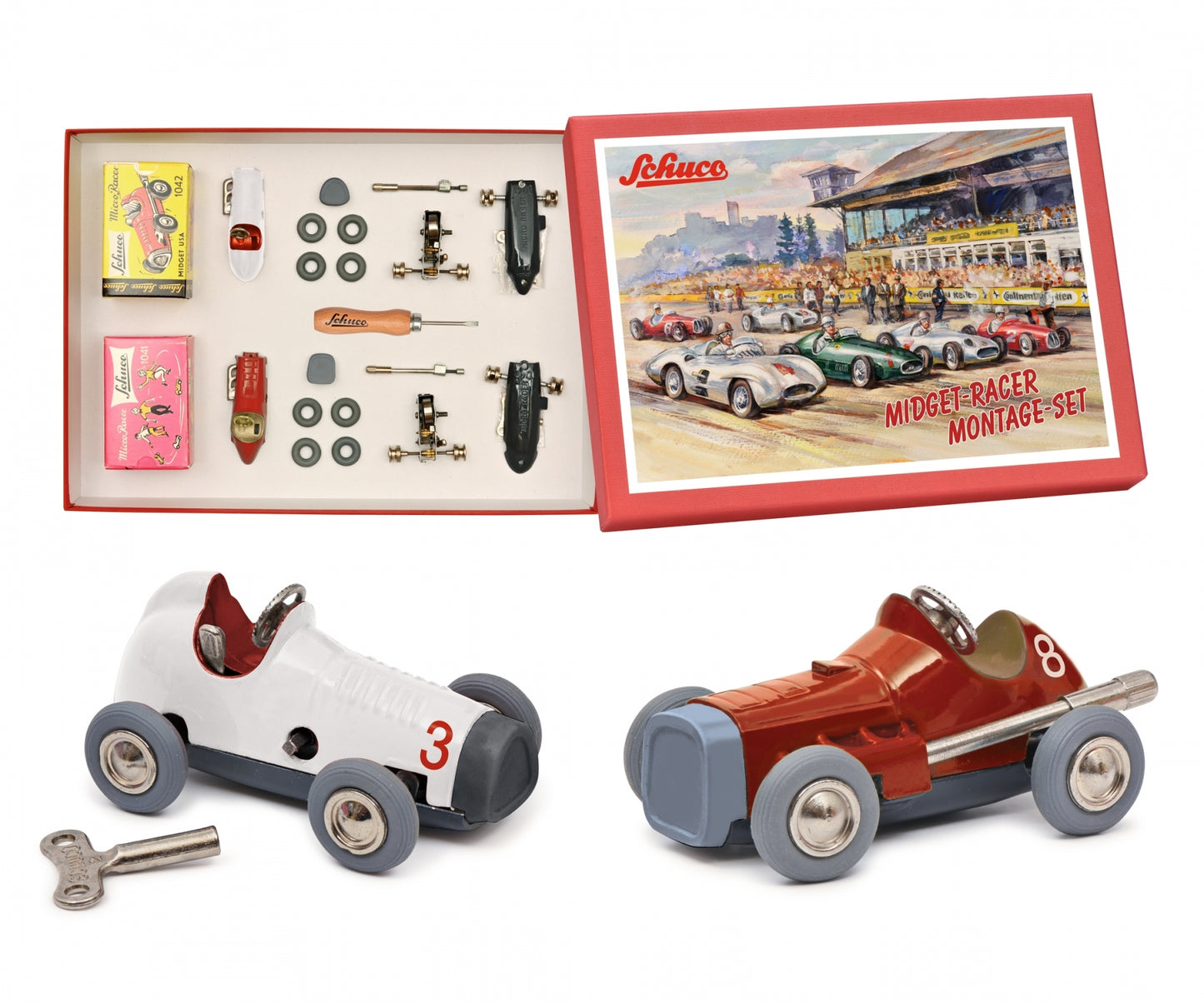 Schuco Micro Racer Midget #8 #3 BS Clockwork car Construction Kit 450162000