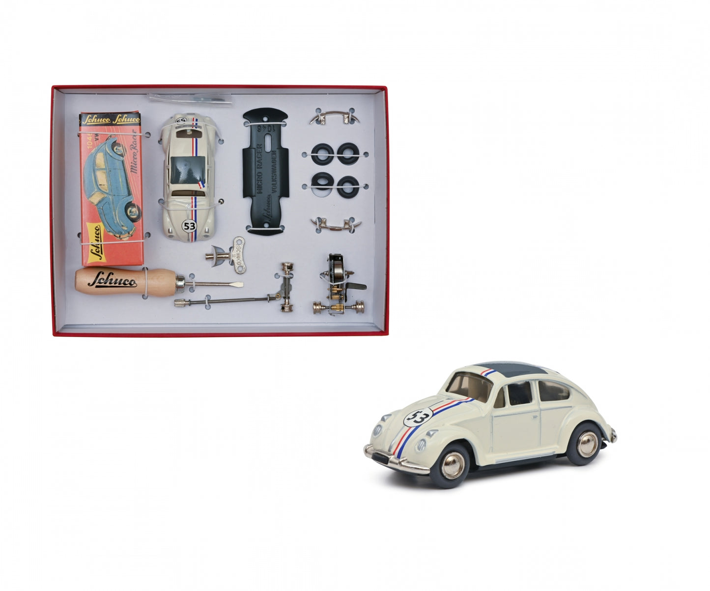 Schuco Micro Racer Volkswagen beetle #53 constr. Clockwork car Construction Kit 450177800