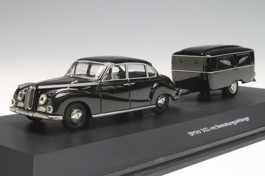 Schuco 1:43 BMW 502 with Funeral Trailer Black 450204500