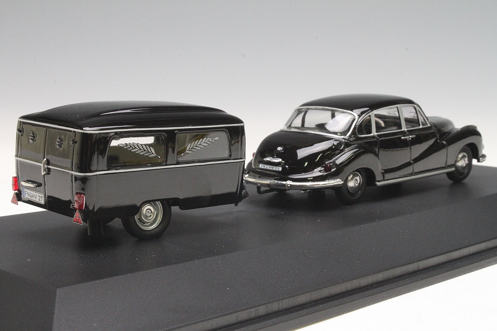 Schuco 1:43 BMW 502 with Funeral Trailer Black 450204500