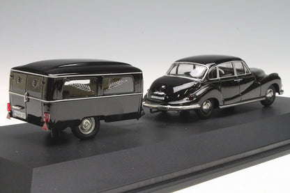Schuco 1:43 BMW 502 with Funeral Trailer Black 450204500