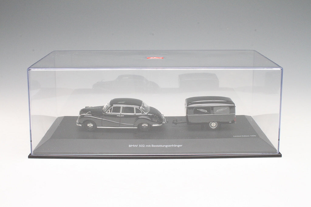 Schuco 1:43 BMW 502 with Funeral Trailer Black 450204500