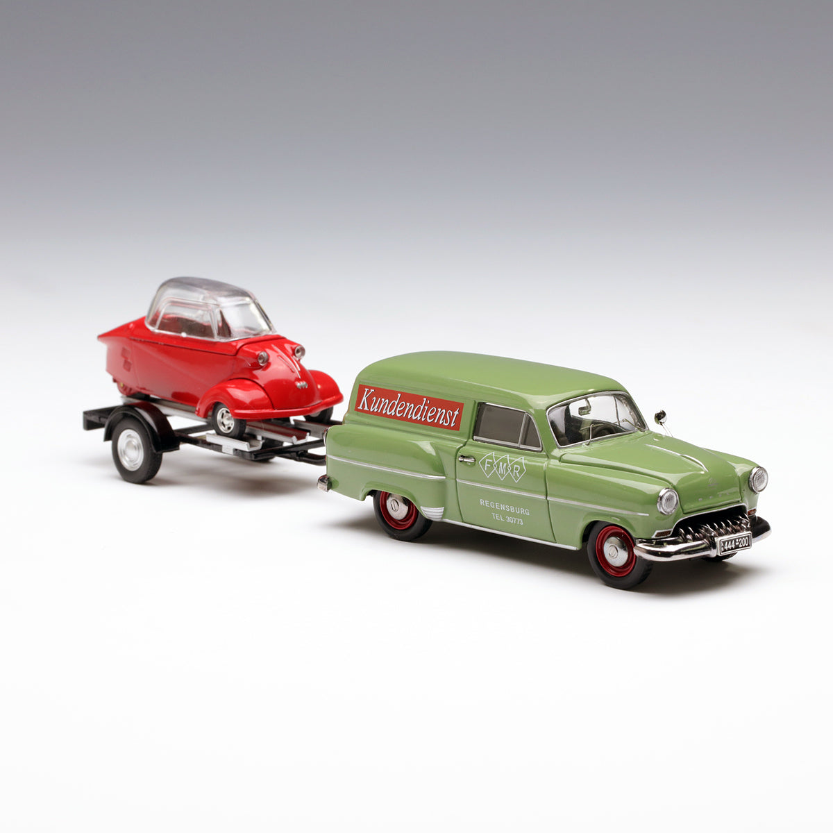 Schuco 1:43 Opel Olympia Caravan with trailer and Messerschmitt KR Messerschmitt Service 450266700