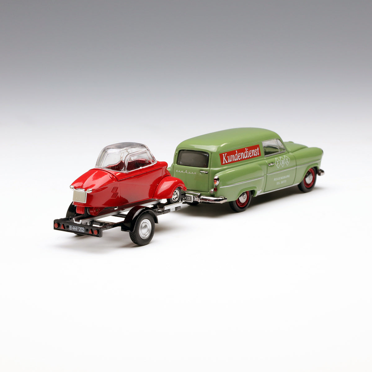 Schuco 1:43 Opel Olympia Caravan with trailer and Messerschmitt KR Messerschmitt Service 450266700