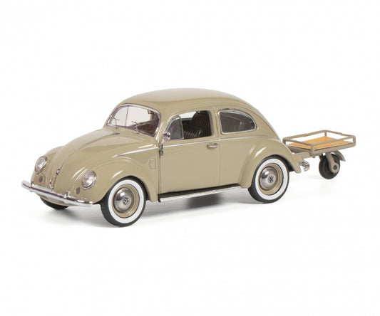 Schuco 1:43 Volkswagen Beetle Kafer With Trailer 1958 Beige 450269200