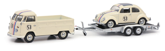 Schuco 1:43 Volkswagen T1b with trailer Beetle #53 450275800