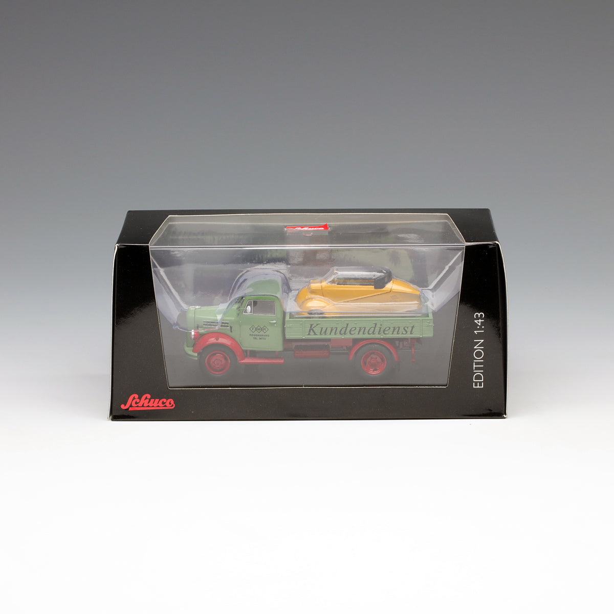 Schuco 1:43 Borgward B2500 "Messerschmitt-Service" with Messerschmitt Kabinenroller 450345500