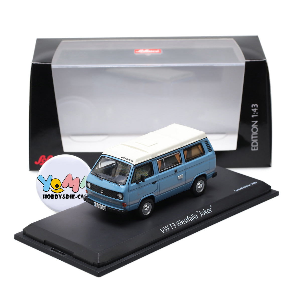 Schuco 1:43 Volkswagen T3a Joker camping bus medium blue 450347600