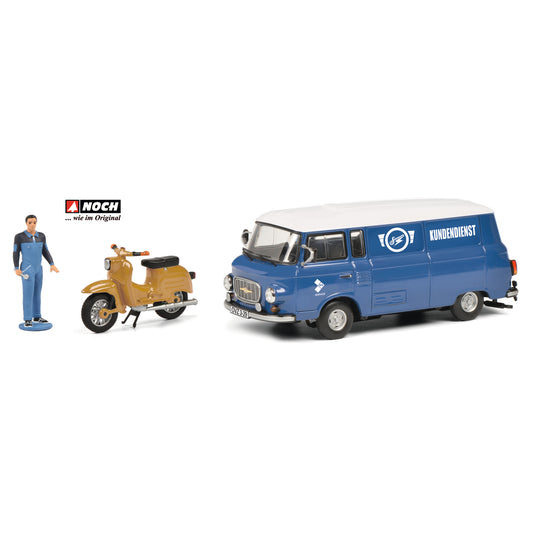 Schuco 1:43 Barkas B1000 Van Kundendienst + Zundapp Bella R204 Scooter 1958 + Figure 450364700