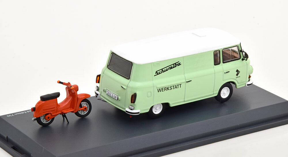 Schuco 1:43 Barkas B1000 Van with Piccolo Simson KR 51/1 Schwalbe IFA –  YomaCarModel