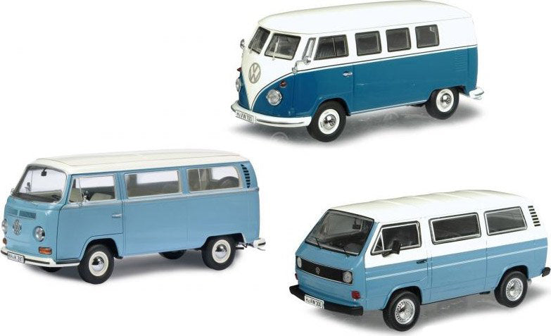 Schuco 1:43 Volkswagen T1 T2 T3 transporter 3 cars set 450374400